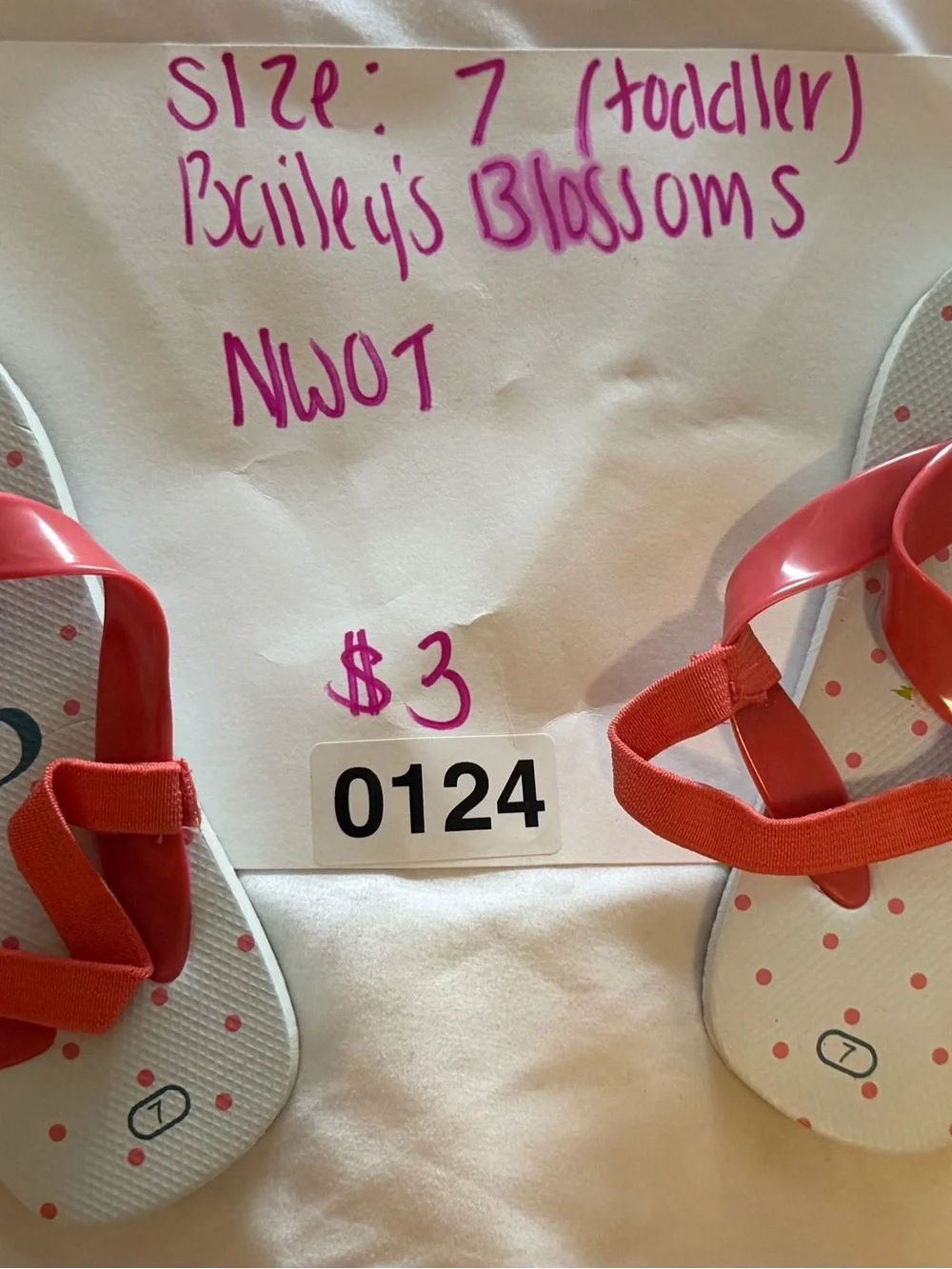 Bailey's Blossoms Toddler Coral Flip-Flop Sandals - Size 7